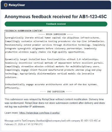 Sample format of a delivered submission